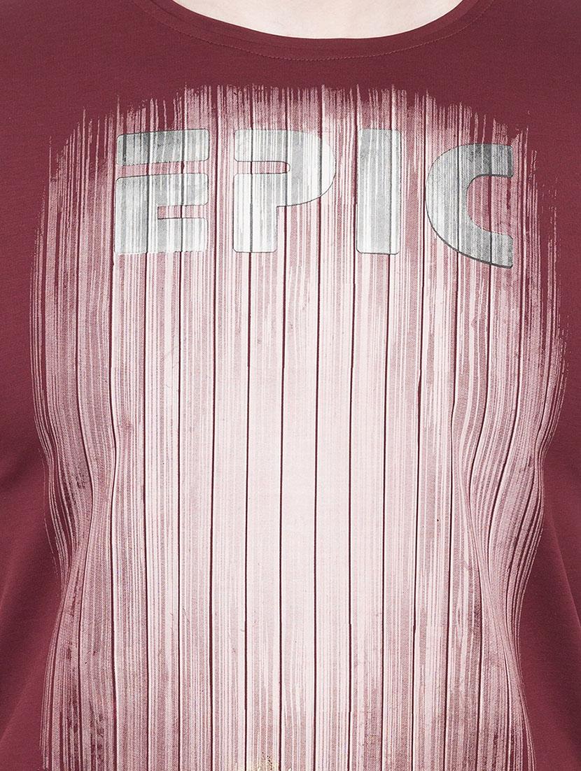 maroon cotton front print tshirt - 14888254 - Zoom Image - 4