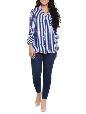 floral striped asymmetric plus tunic - 14889145 - Standard Image - 4