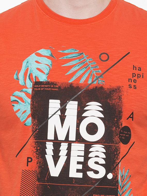 orange cotton front print tshirt - 14891867 - Zoom Image - 4