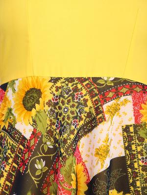 yellow floral fit & flare dress - 14893197 - Standard Image - 4