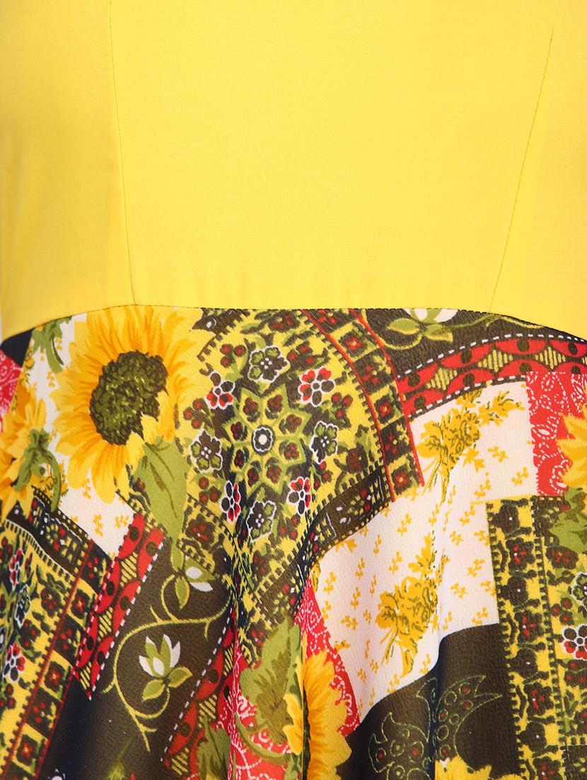 yellow floral fit & flare dress - 14893197 - Zoom Image - 4