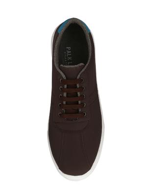 brown leatherette lace up sneaker - 14893352 - Standard Image - 4