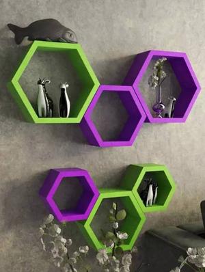 Home Deco Hexagon Shape Storage Wall Shelves Set Of 6 - 14894282 - Standard Image - 4