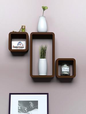 Decor Home Wall Shelf Set Of 2 Cube & 1 Rectangle Wall Rack Shelves - 14894336 - Standard Image - 4