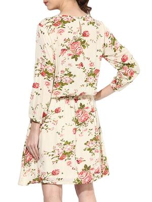 beige rayon blouson dress - 14894722 - Standard Image - 4