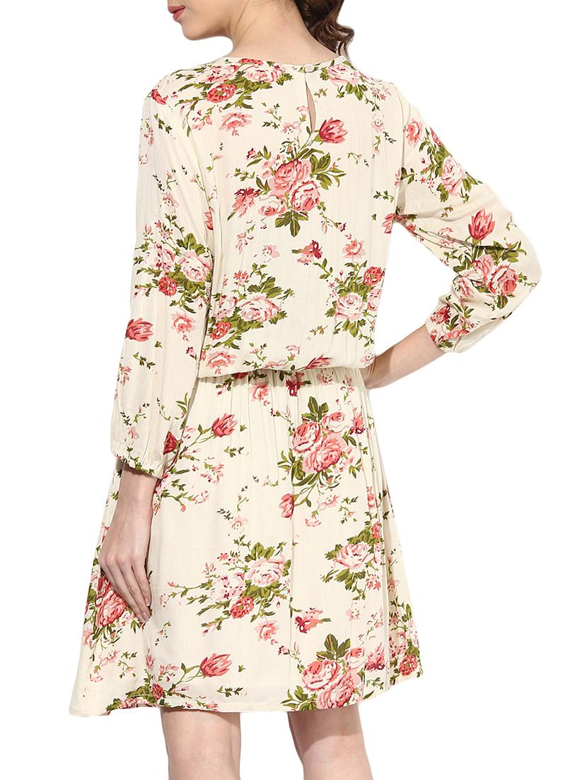 beige rayon blouson dress - 14894722 - Zoom Image - 4