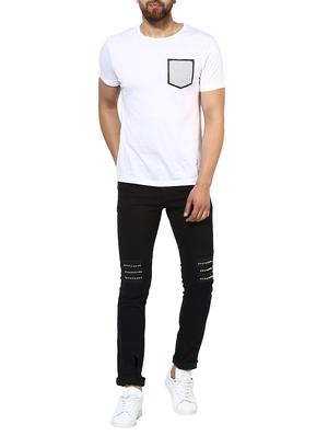 black cotton patched jeans - 14895557 - Standard Image - 4
