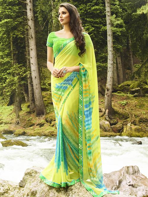 geometrical printed saree with blouse - 14895774 - Standard Image - 1