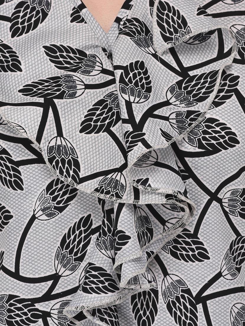 grey printed ruffled top - 14895780 - Zoom Image - 4