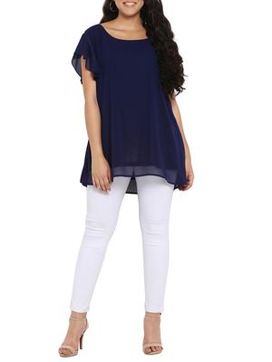 navy blue georgette plus tunic - 14898925 - Standard Image - 4