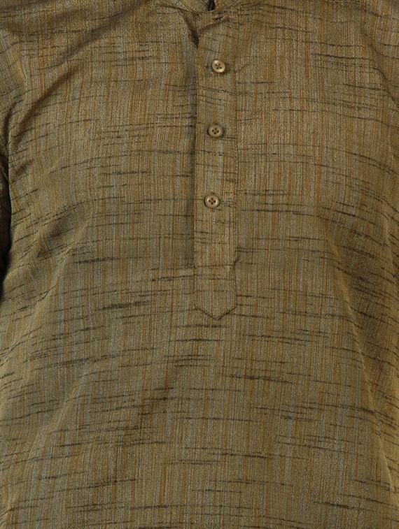 brown khadi long kurta - 14900189 - Zoom Image - 4