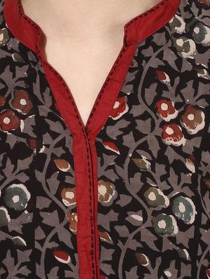 Indian Dobby brown cotton straight kurta - 14901696 - Standard Image - 4