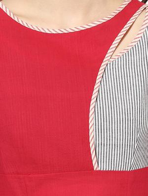 red cotton straight kurta - 14901709 - Standard Image - 4