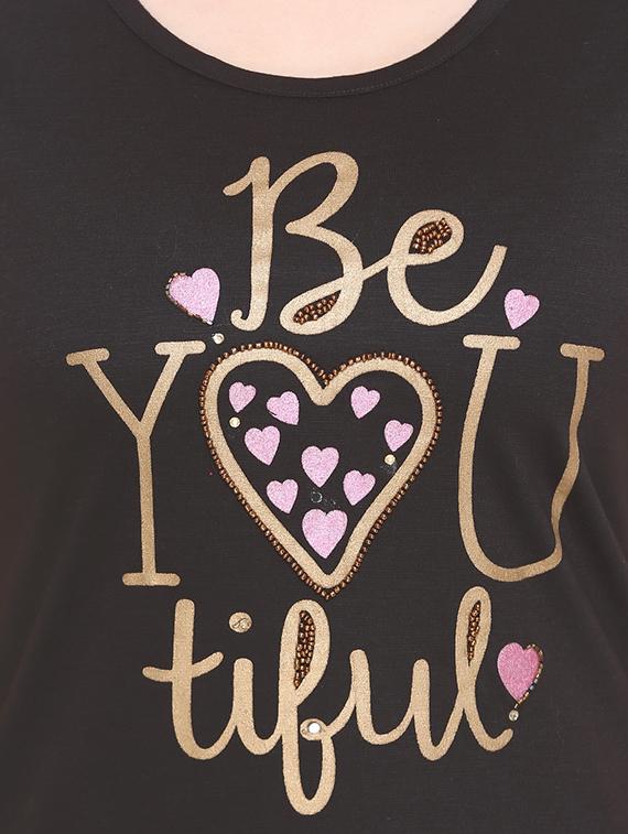 black printed viscose tee - 14902279 - Zoom Image - 4