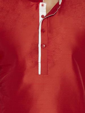 red dupion kurta pyjama set - 14902497 - Standard Image - 4