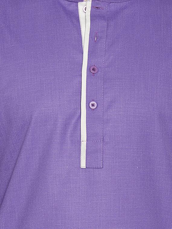 purple cotton kurta pyjama set - 14902504 - Zoom Image - 4