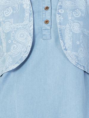 denim straight kurta with jacket - 14904262 - Standard Image - 4