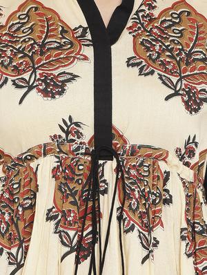 beige printed a-line dress - 14904855 - Standard Image - 4