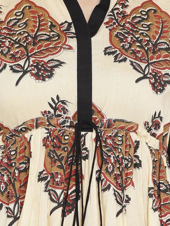 beige printed a-line dress - 14904855 - Zoom Image - 4
