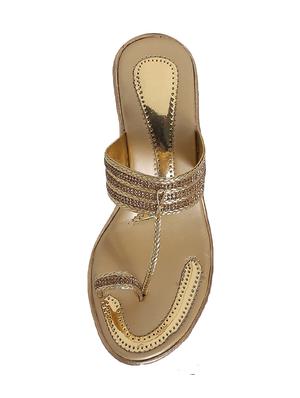 gold mesh platforms wedges - 14904949 - Standard Image - 4