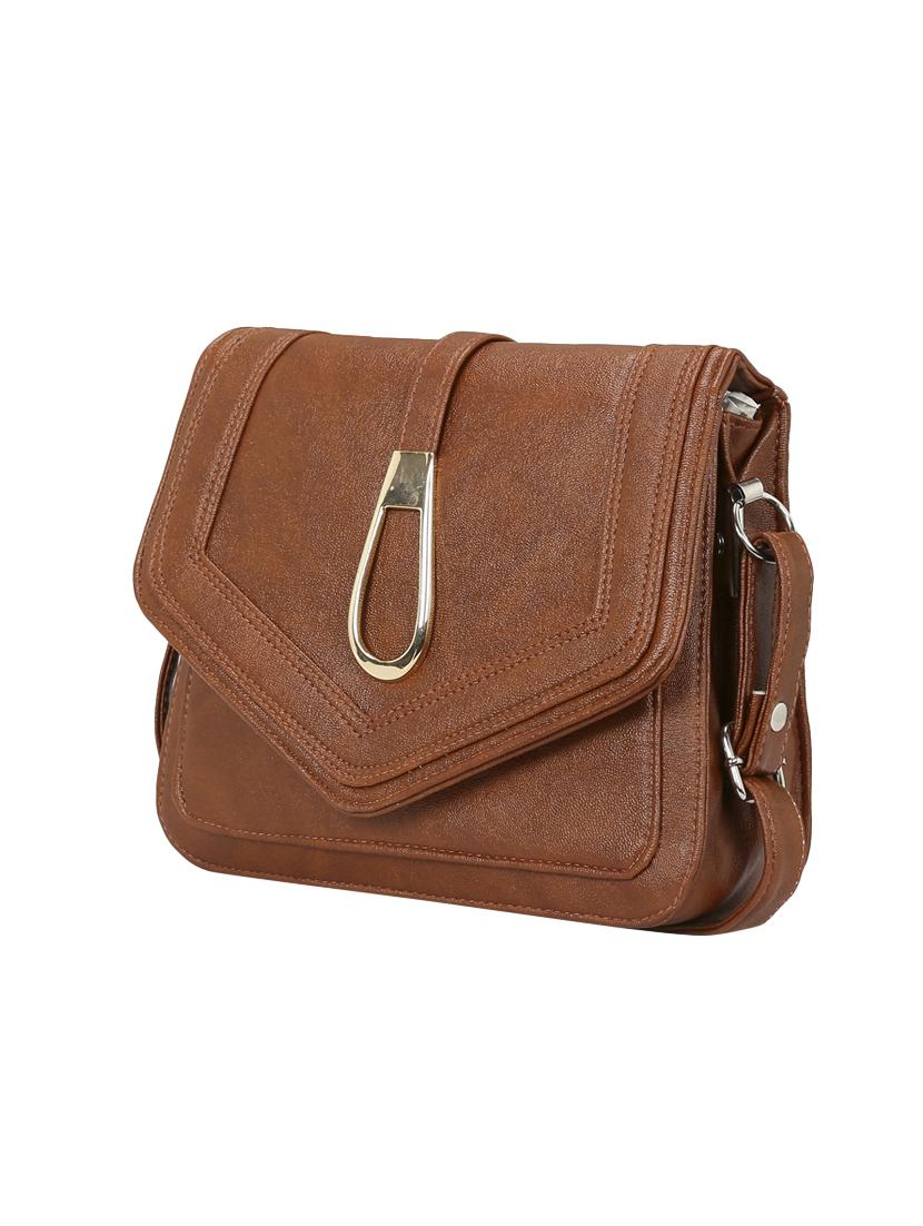 brown leatherette regular sling bag - 14905666 - Zoom Image - 4