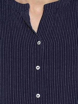 blue cotton straight kurta - 14905972 - Standard Image - 4