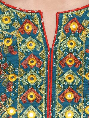 blue cotton embroidered kurta - 14905987 - Standard Image - 4