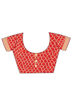 red silk banarasi saree with blouse - 14906983 - Standard Image - 4