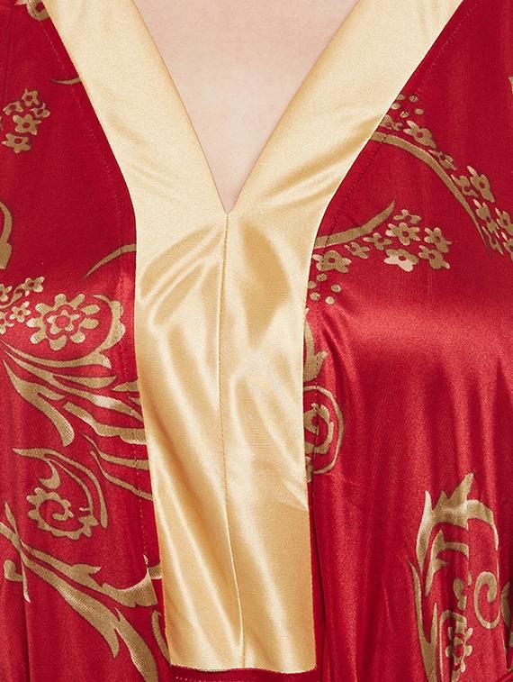 red printed satin kimono - 14907433 - Zoom Image - 4