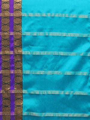 Color block bordered saree with blouse - 14909531 - Standard Image - 4