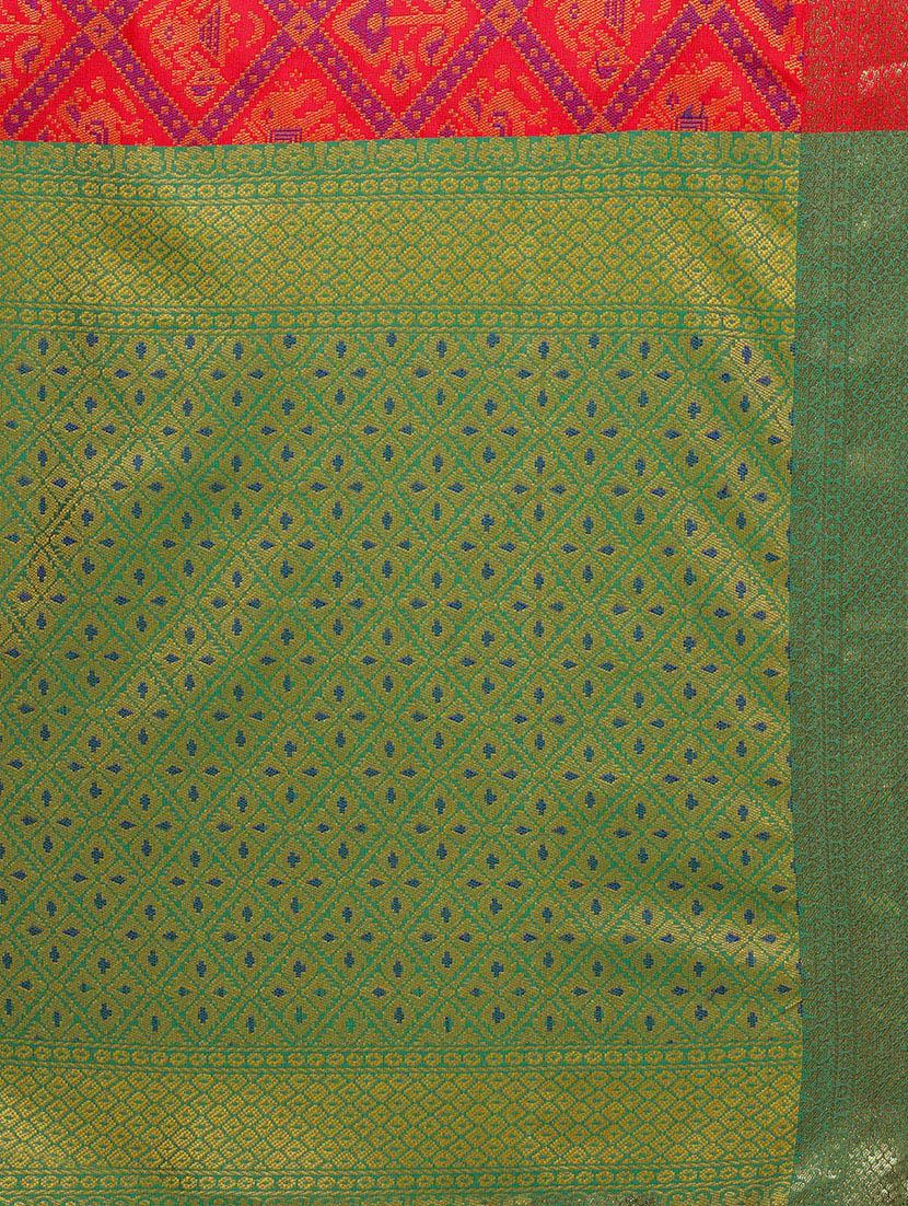 Zari bordered woven saree with blouse - 14909568 - Zoom Image - 4
