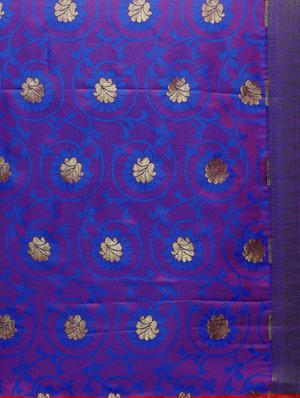 Zari floral woven saree with blouse - 14909573 - Standard Image - 4