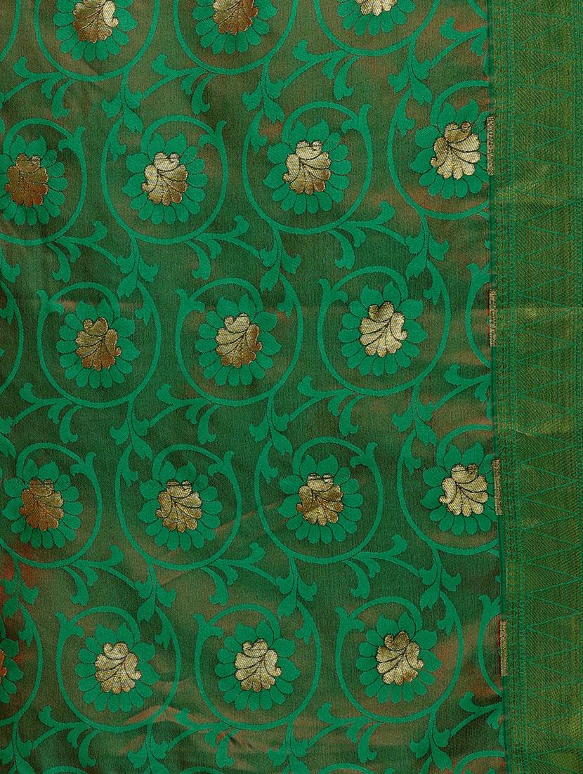 Zari floral woven saree with blouse - 14909574 - Zoom Image - 4