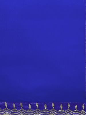 blue net half and half saree with blouse - 14909581 - Standard Image - 4