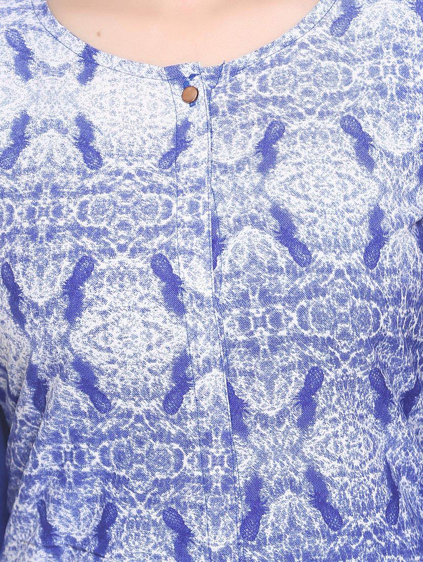 blue georgette straight kurta - 14910030 - Zoom Image - 4