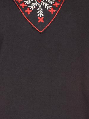 black cotton straight kurta - 14911396 - Standard Image - 4