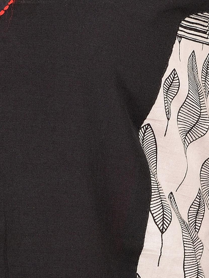 black cotton straight kurta - 14911399 - Zoom Image - 4