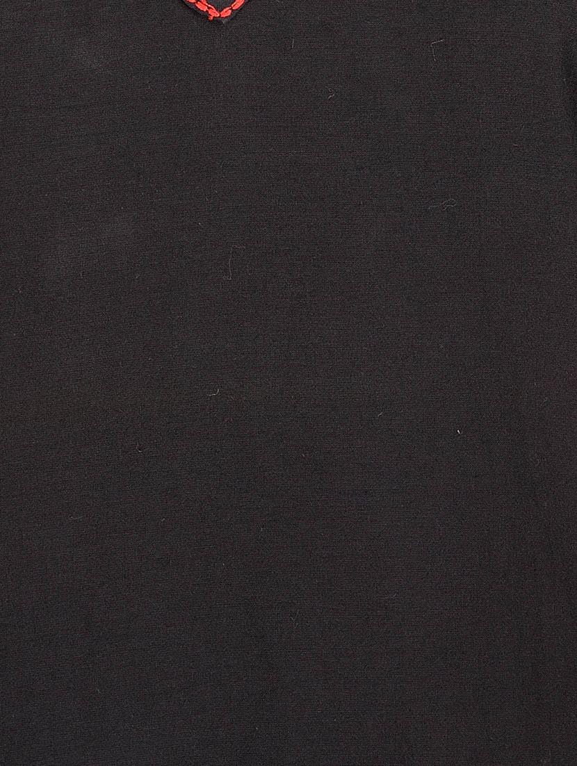 black cotton straight kurta - 14911400 - Zoom Image - 4