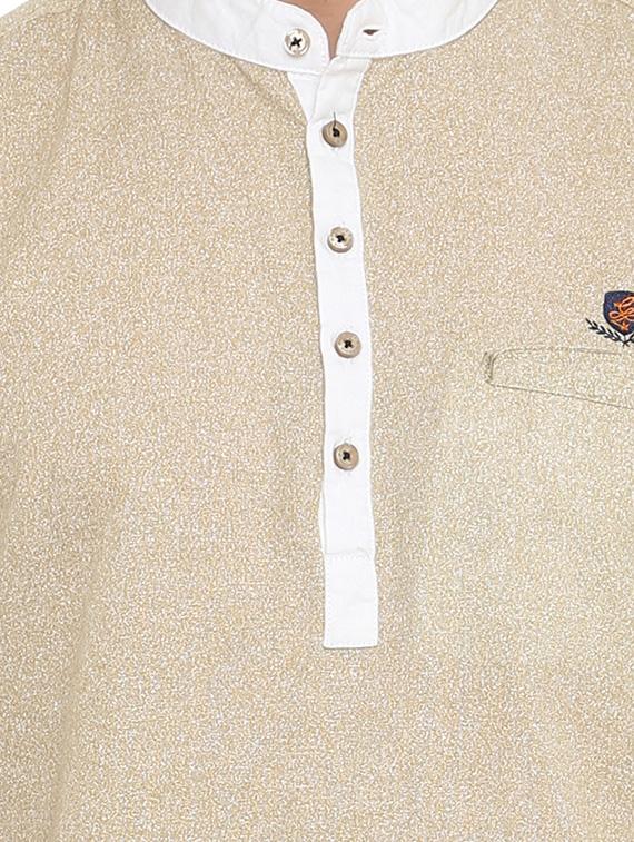 beige cotton short kurta - 14911882 - Zoom Image - 4