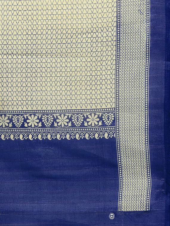 grey art silk printed saree with blouse - 14912301 - Zoom Image - 4