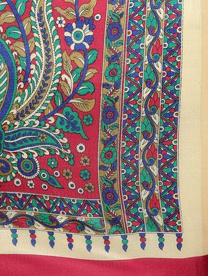 maroon art silk printed saree with blouse - 14912303 - Standard Image - 4