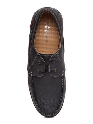 black leatherette lace up boatshoe - 14912592 - Standard Image - 4
