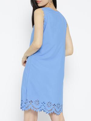 solid blue a-line dress - 14915961 - Standard Image - 4