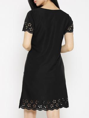 solid black a-line dress - 14915970 - Standard Image - 4