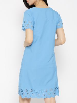 solid blue a-line dress - 14915971 - Standard Image - 4