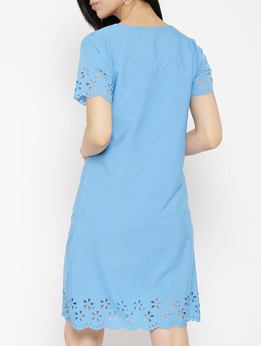 solid blue a-line dress - 14915971 - Zoom Image - 4