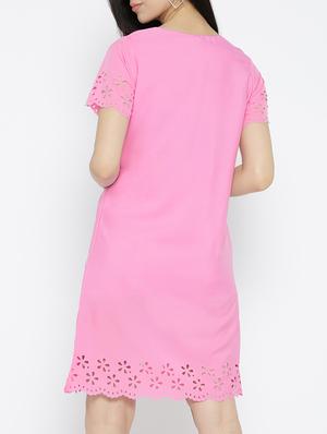 solid pink a-line dress - 14915976 - Standard Image - 4