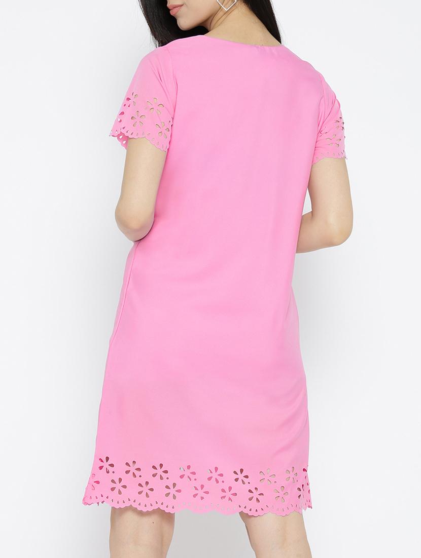 solid pink a-line dress - 14915976 - Zoom Image - 4