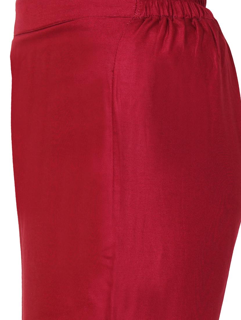 maroon rayon flared palazzo - 14918976 - Zoom Image - 4