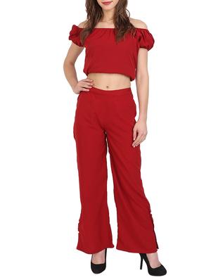 red solid crepe palazzo - 14919002 - Standard Image - 4
